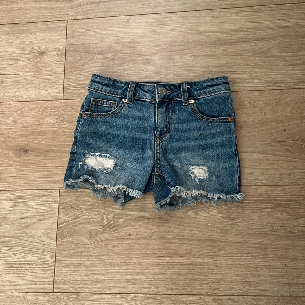 Kids Blue Denim Distressed Shorts